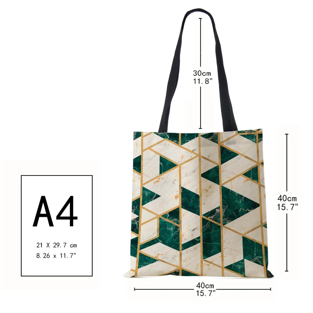 Geometry Shoulder Bag Harajuku Shopper Handbag Cotton Travel Tote
