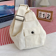 Canvas Shoulder Bag Large Capacity Women Crossbody Bag Soft Letter Printed