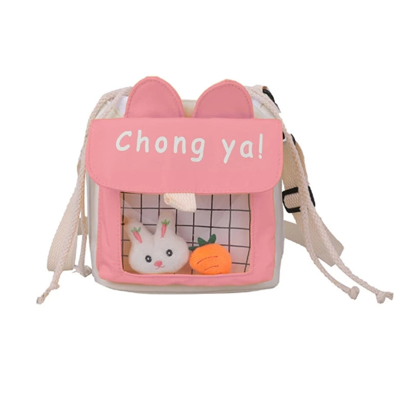 Canvas Shoulder Bag Small Crossbody Messenger Bags for Girls Drawstring Closure