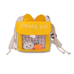 Canvas Shoulder Bag Small Crossbody Messenger Bags for Girls Drawstring Closure