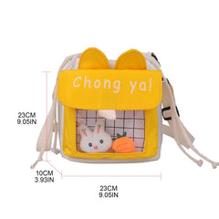 Canvas Shoulder Bag Small Crossbody Messenger Bags for Girls Drawstring Closure
