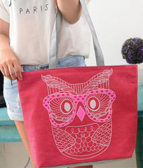 Owl Print Shoulder Bag Women Casual Handbag Large Tote Purse