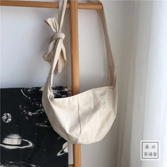 Canvas Shoulder Bag Women Tie Hobos Crossbody Bags Ladies Handbags Shopping Bag