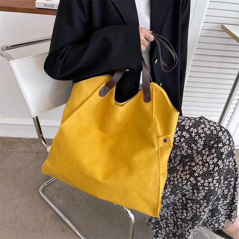 Vintage Canvas Shoulder Bag Large Capacity Zipper Bookbag Handbag