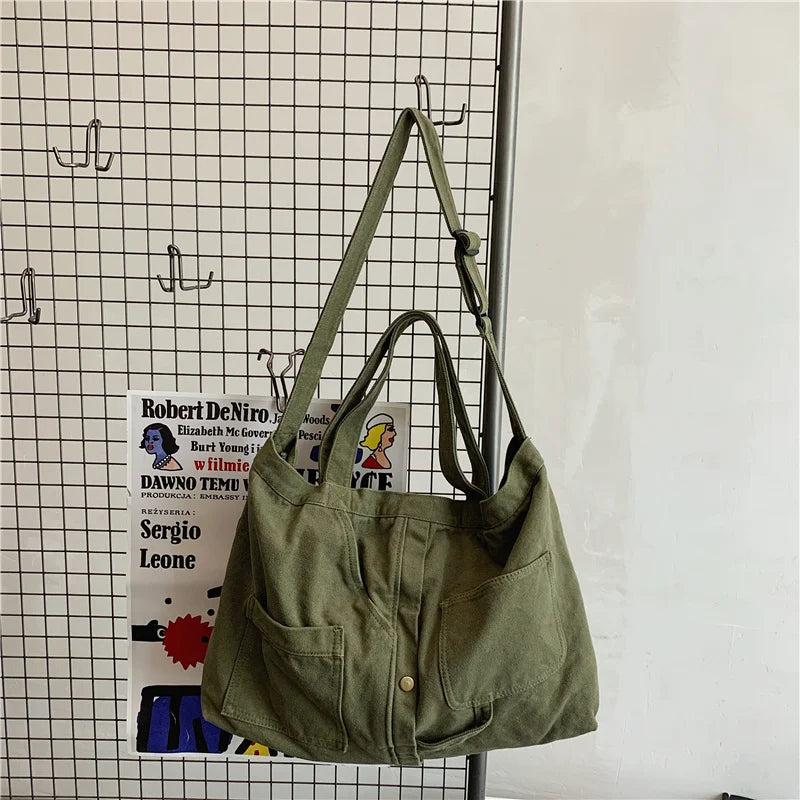 Women Canvas Shoulder Bag Teen Girls Crossbody Handbag
