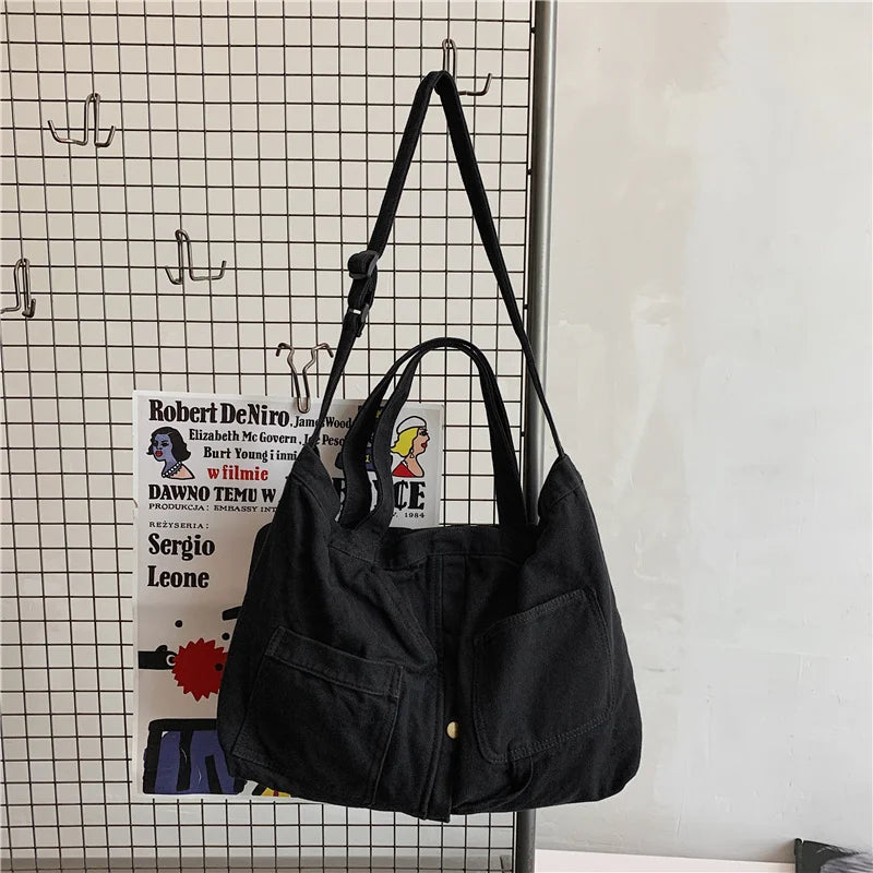 Women Canvas Shoulder Bag Teen Girls Crossbody Handbag