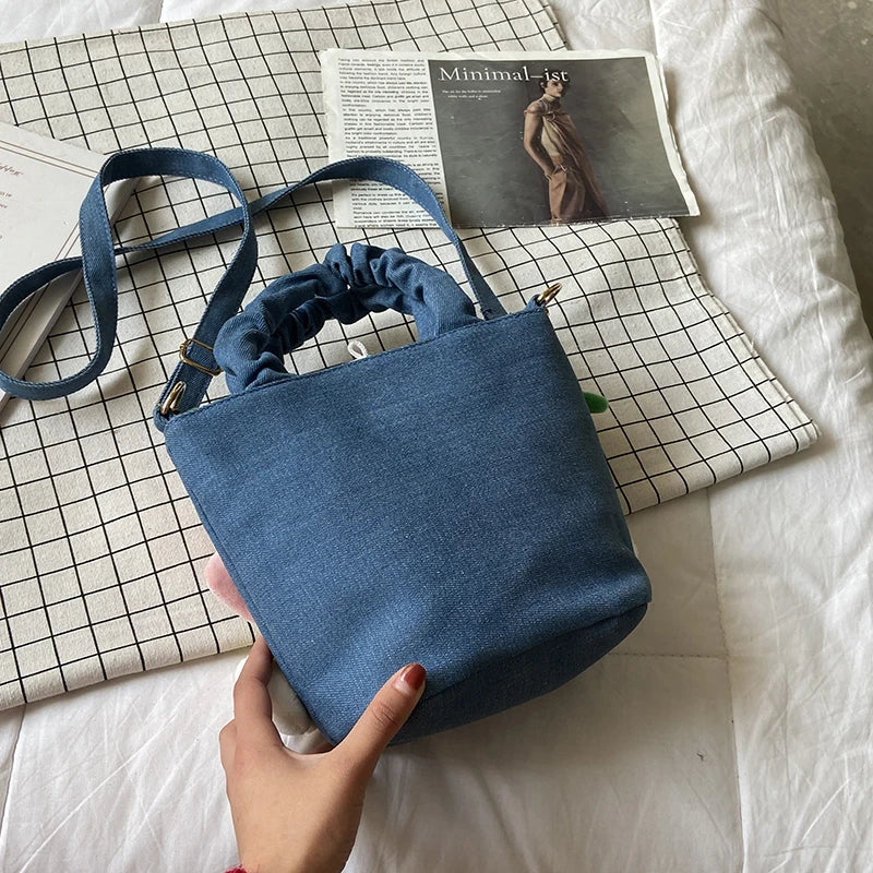 Canvas Shoulder Bags For Women Handbags Doll Decoration Crossbody Bag