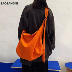 Canvas Shoulder Bags Large Capacity Unisex Retro Ins Crossbody-bag