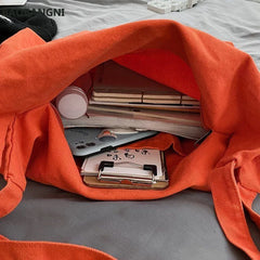 Canvas Shoulder Bags Large Capacity Unisex Retro Ins Crossbody-bag
