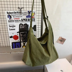 Canvas Shoulder Bags Large Capacity Unisex Retro Ins Crossbody-bag