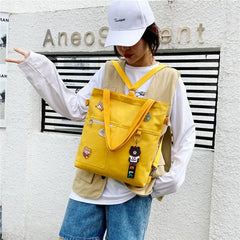 Canvas Shoulder Bags Multi-pockets Zipper Underarm Crossbody for Students