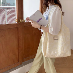 Floral Print Canvas Shoulder Bag for Women