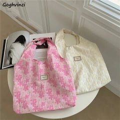 Floral Print Canvas Shoulder Bag for Women