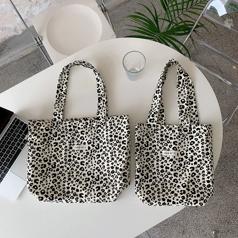 Leopard Print Vintage Tote Purse Large Capacity Clutch Handbags