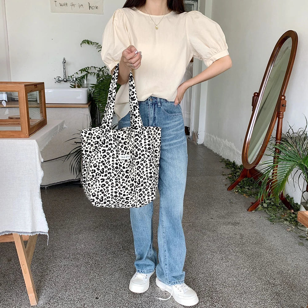 Leopard Print Vintage Tote Purse Large Capacity Clutch Handbags
