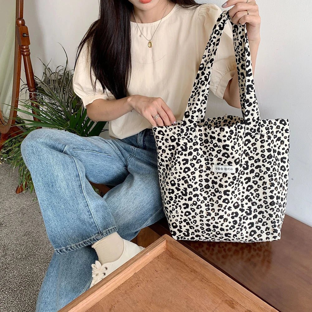 Leopard Print Vintage Tote Purse Large Capacity Clutch Handbags
