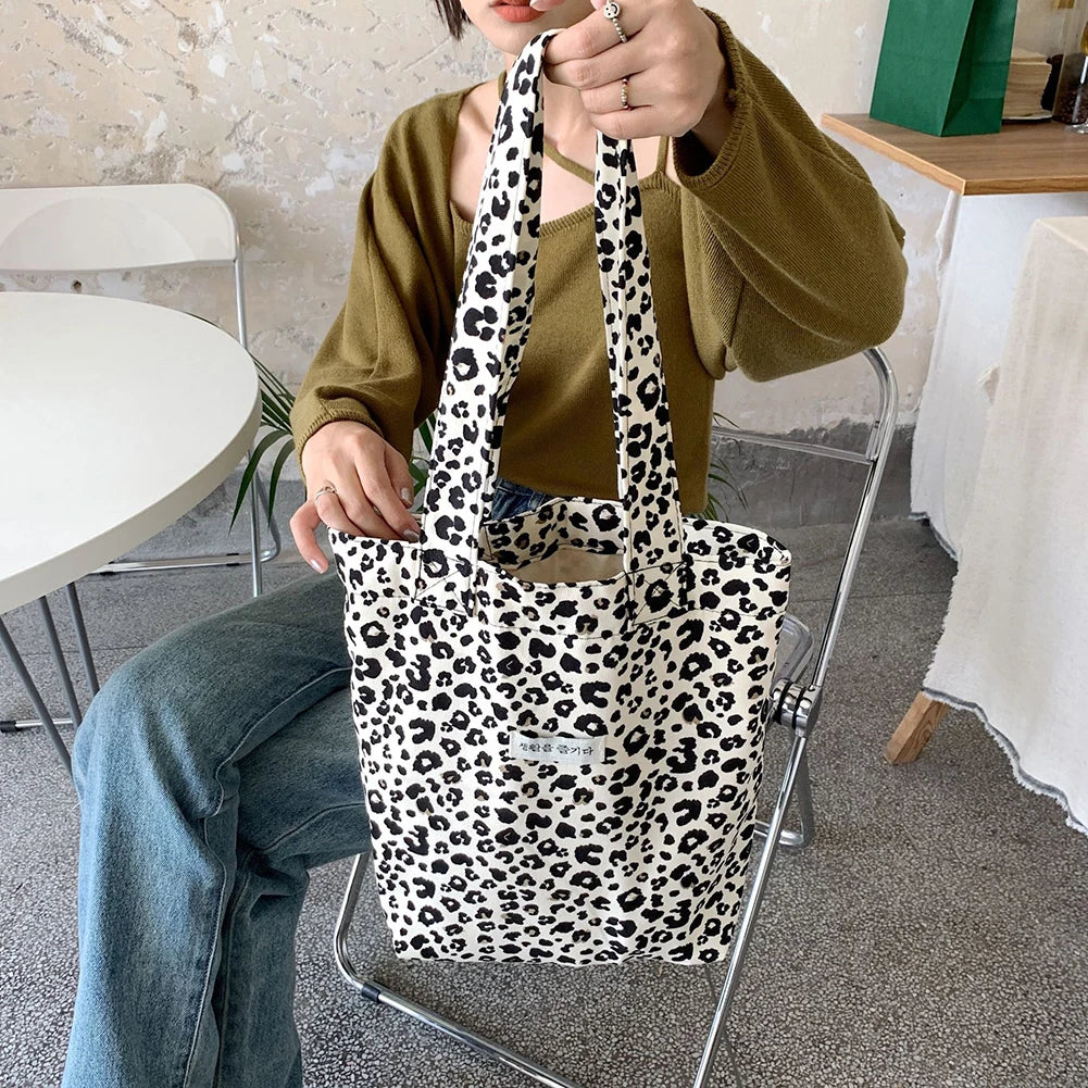 Leopard Print Vintage Tote Purse Large Capacity Clutch Handbags