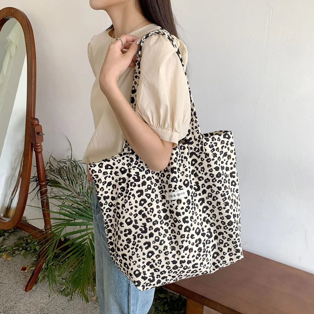 Leopard Print Vintage Tote Purse Large Capacity Clutch Handbags
