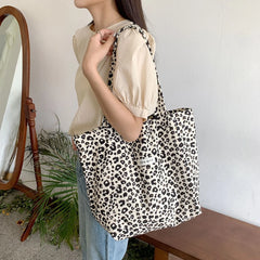 Leopard Print Vintage Tote Purse Large Capacity Clutch Handbags