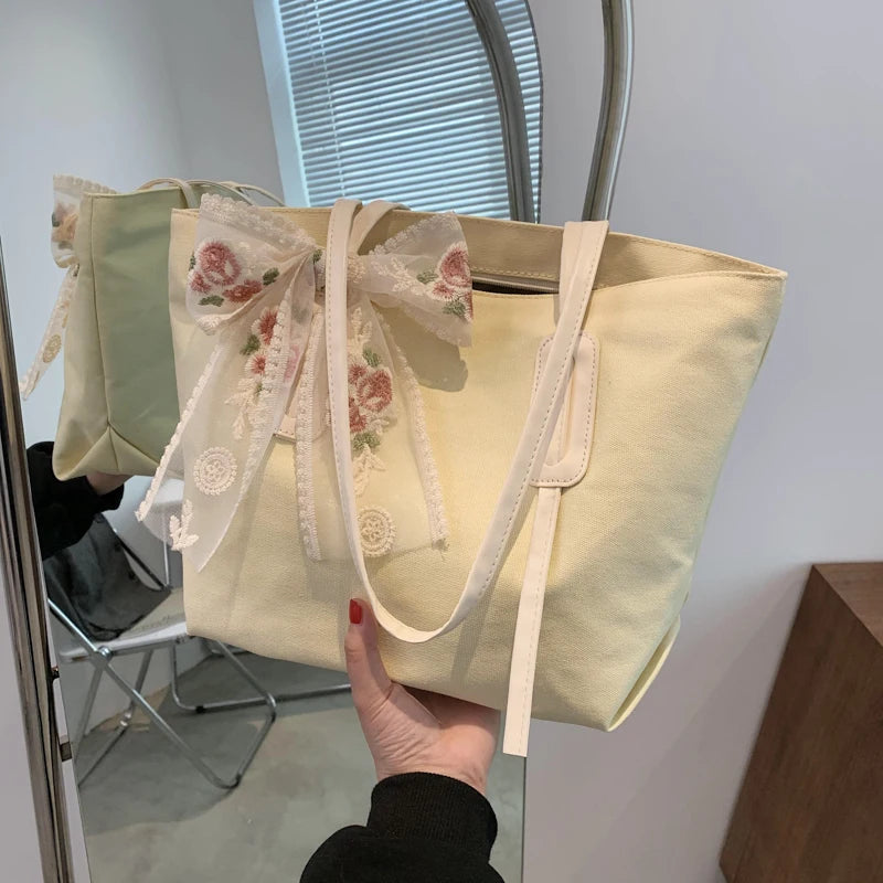 Canvas Shoulder Bags Women Large Capacity Shopping Tote Casual Stylish Handbags