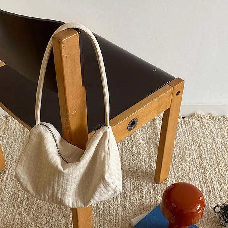 Canvas Shoulder Bags Women Retro Square Big Capacity Underarm Bag