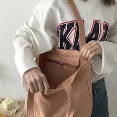 Canvas Shoulder Bags for Girls Large Capacity Handbag School College