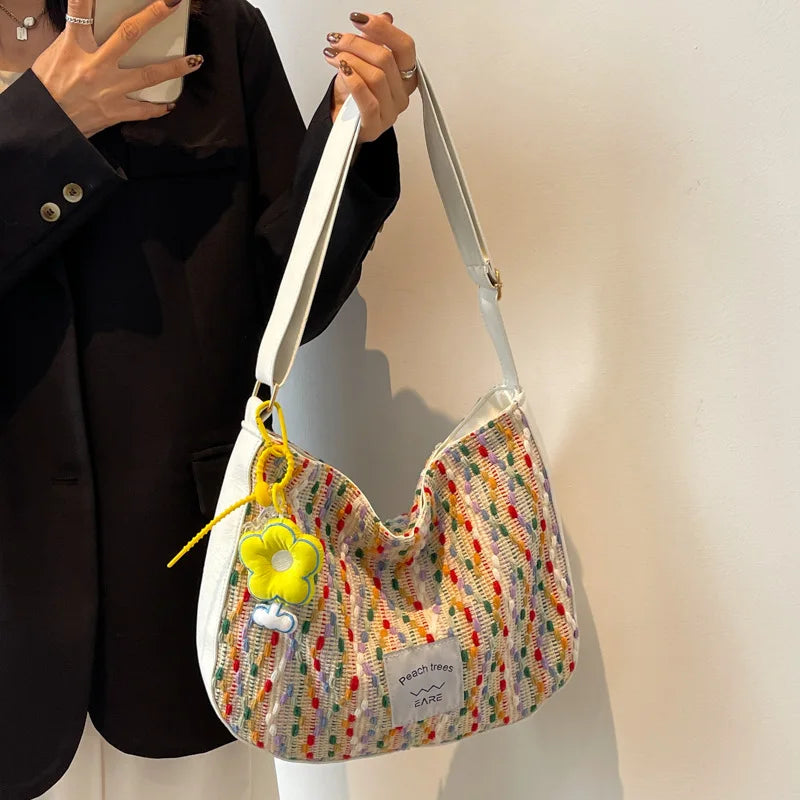 Canvas Shoulder Crossbody Bags for Woman Large Satchel Female Messenger Shopper