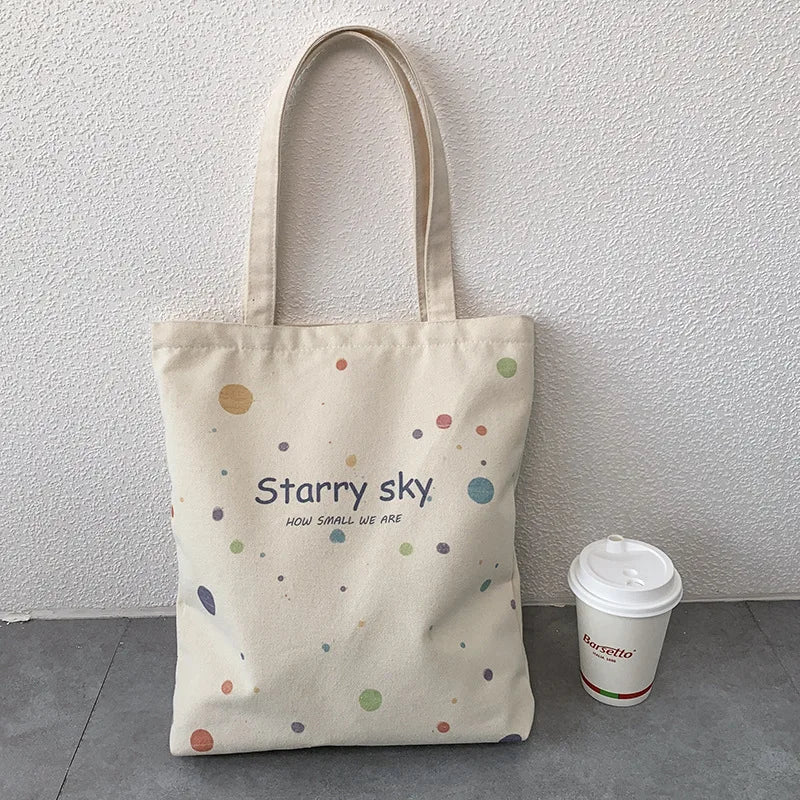 Canvas Shoulder Shopper Bag for Women Large Capacity Ladies Daily Shopping Bags