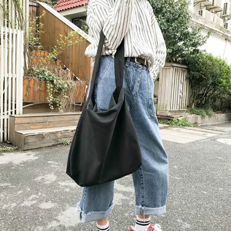 Canvas Shoulder Shopping Bags Harajuku Foldable Travel Totes Bag