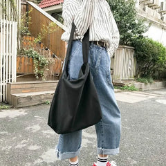 Canvas Shoulder Shopping Bags Harajuku Foldable Travel Totes Bag