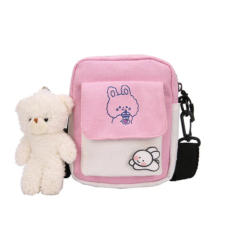 Canvas Shoulder Bag Small Messenger Crossbody Bag for Women
