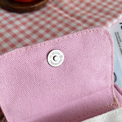 Canvas Shoulder Women's Phone Bag Cartoon Printed Messenger Crossbody Bag