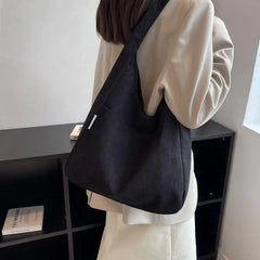 Corduroy Shoulder Tote Bag Large Capacity Handbag Women