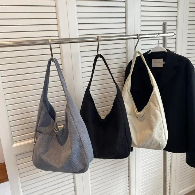 Corduroy Shoulder Tote Bag Large Capacity Handbag Women