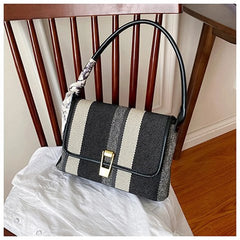 Canvas Shoulder Bag for Women with Scarf Handle Autumn Handbags