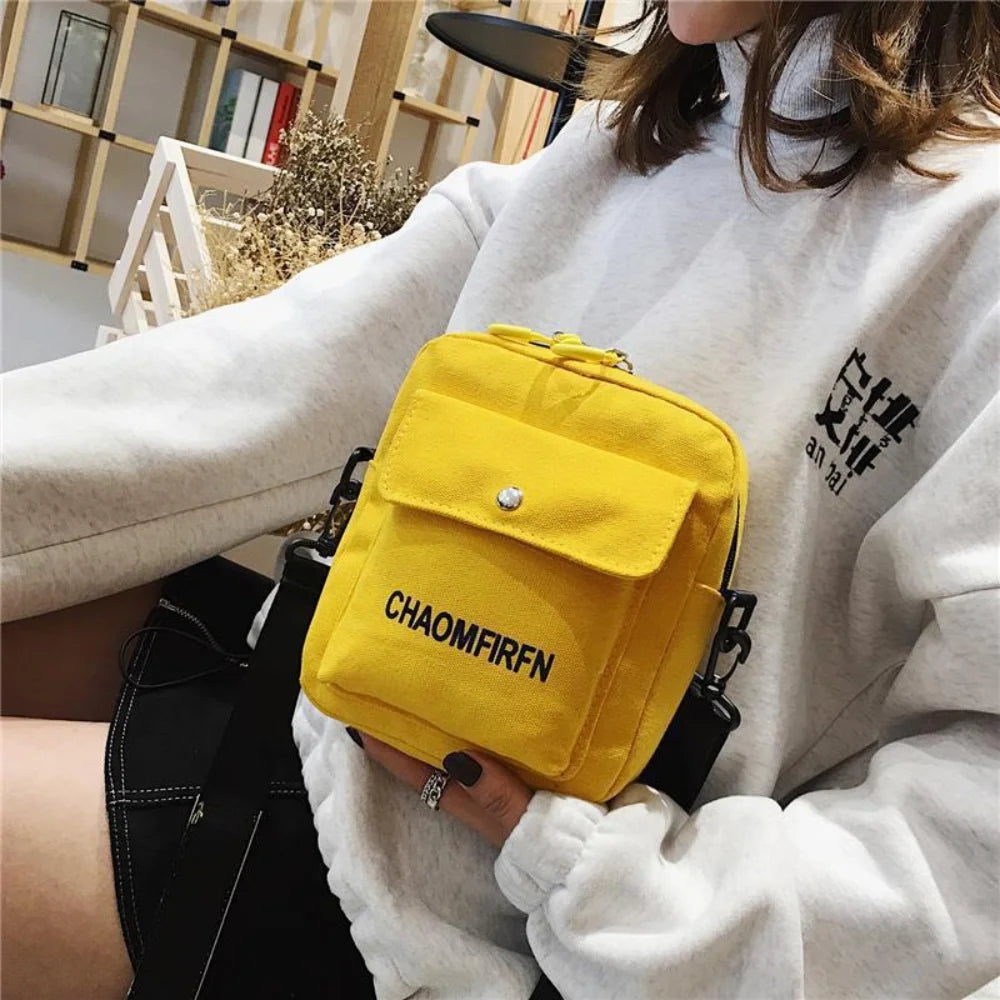 Canvas Small Messenger Bag Women Student Shoulder Crossbody Pouch