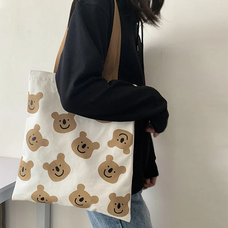 Canvas Student Women Shoulder Small Purses Handbags High Tote Shopping
