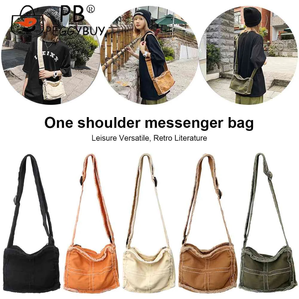 Canvas Literary Tote Bag Soft Casual Adjustable Strap Vintage Style