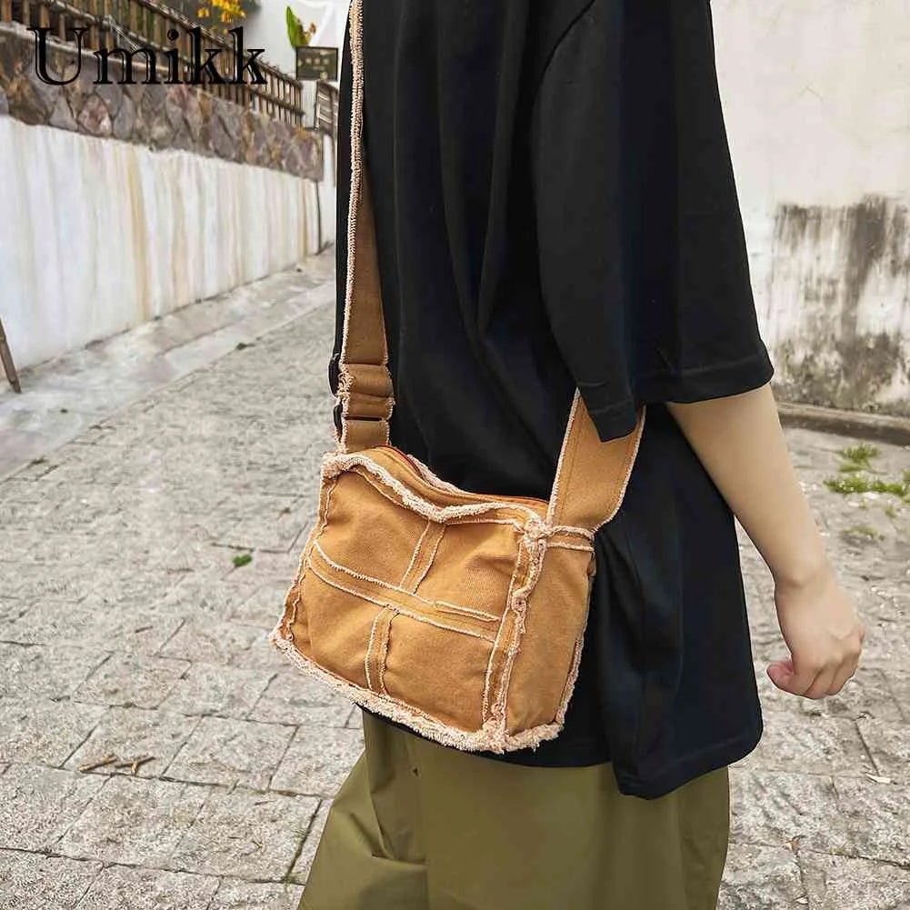 Canvas Book Bag Soft Literary Ladies Handbag Vintage Casual Adjustable Strap