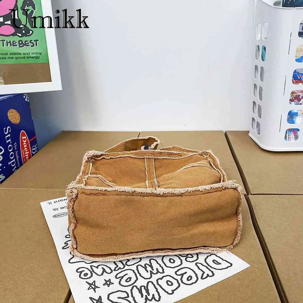 Canvas Book Bag Soft Literary Ladies Handbag Vintage Casual Adjustable Strap
