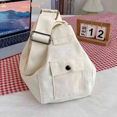 Canvas Top-handle Bag Large Capacity Women Messenger Letter Printed Casual