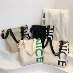Canvas Tote Bag Letter Printing Shoulder Bags For Women