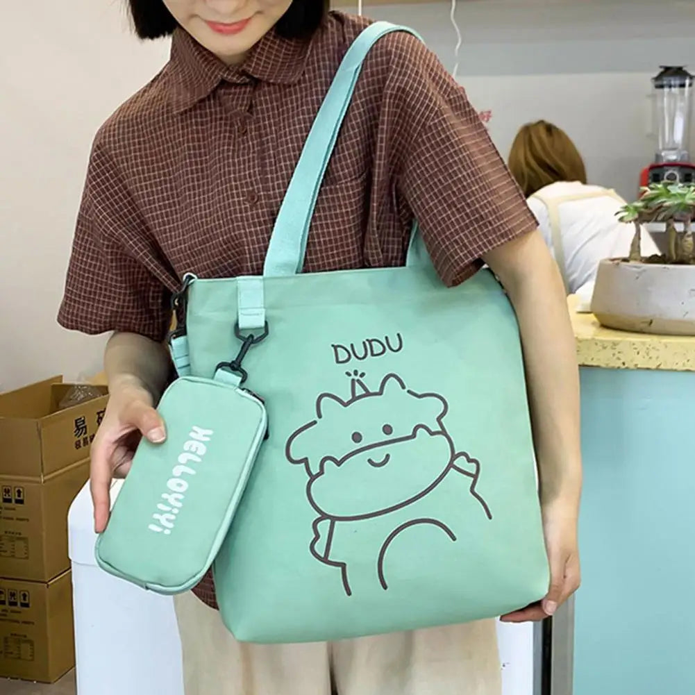 Bear Pattern Tote Bag with Pencil Case for Kids