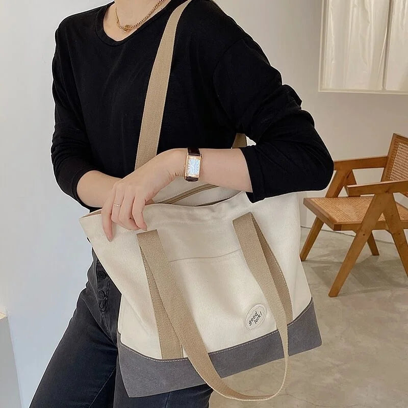 Roomy Zipper Shopping Carry Beach Bag Casual Handbag Daily Eco Shopping Bag