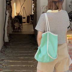 Canvas Tote Bag for Women Magnetic Buckle Commuter Shoulder Bag
