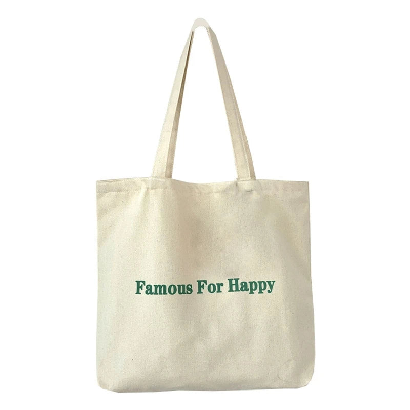 Women's Canvas Tote Bag Solid Shoulder Zipper Reusable Shopping