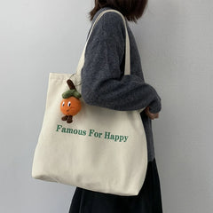 Women's Canvas Tote Bag Solid Shoulder Zipper Reusable Shopping