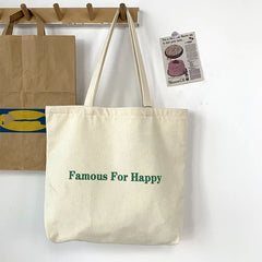 Women's Canvas Tote Bag Solid Shoulder Zipper Reusable Shopping