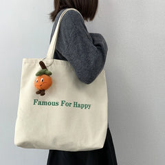 Women's Canvas Tote Bag Solid Shoulder Zipper Reusable Shopping