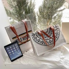 National Style Canvas Tote Bag Women's Shoulder Handbag